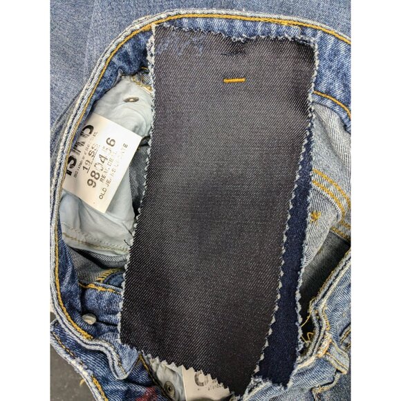 Distressed Denim Jeans Women Size 25.5 Straight Leg Y2K Streetwear Patchwork 90s - Picture 9 of 12